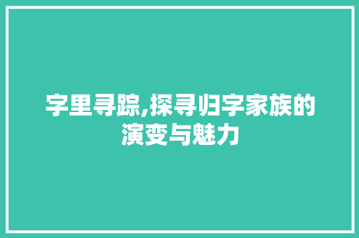 字里寻踪,探寻归字家族的演变与魅力