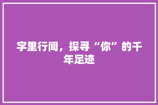 字里行间，探寻“你”的千年足迹