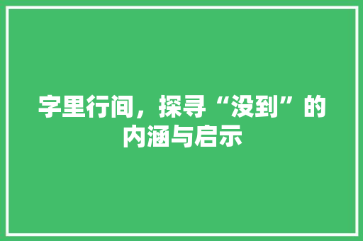 字里行间，探寻“没到”的内涵与启示