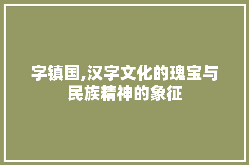 字镇国,汉字文化的瑰宝与民族精神的象征