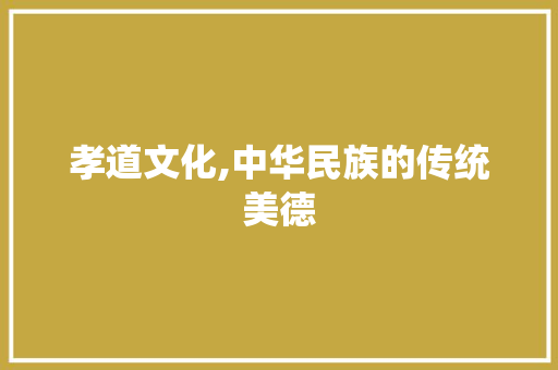 孝道文化,中华民族的传统美德
