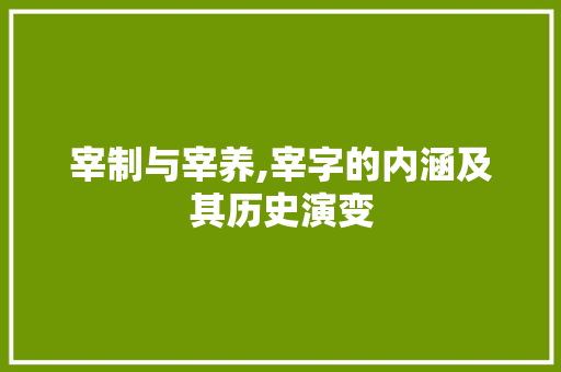 宰制与宰养,宰字的内涵及其历史演变