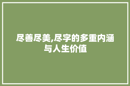 尽善尽美,尽字的多重内涵与人生价值