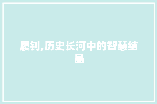 履钊,历史长河中的智慧结晶