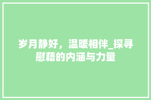 岁月静好，温暖相伴_探寻慰藉的内涵与力量