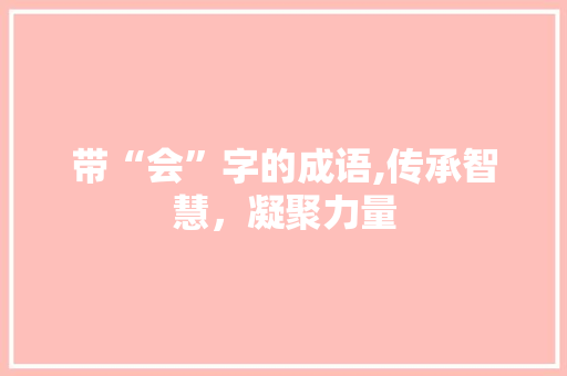 带“会”字的成语,传承智慧，凝聚力量