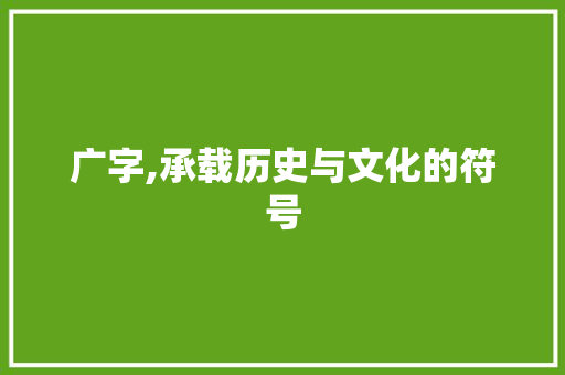 广字,承载历史与文化的符号