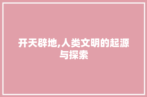 开天辟地,人类文明的起源与探索 工作总结