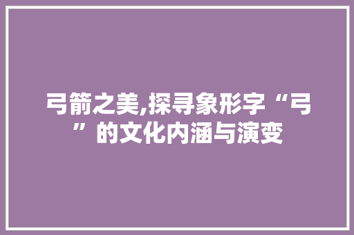 弓箭之美,探寻象形字“弓”的文化内涵与演变 应用文