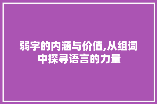 弱字的内涵与价值,从组词中探寻语言的力量