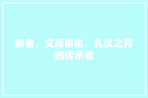 彬者，文质彬彬，礼仪之邦的传承者