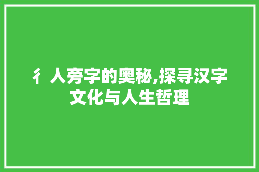 彳人旁字的奥秘,探寻汉字文化与人生哲理