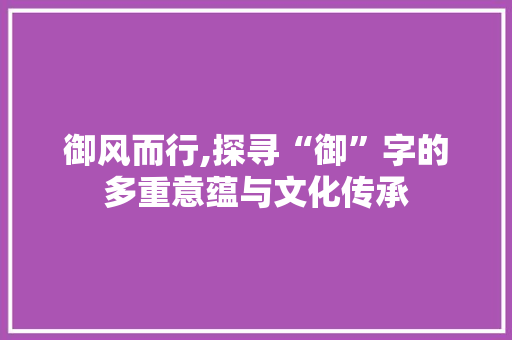 御风而行,探寻“御”字的多重意蕴与文化传承 项目报告
