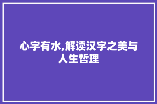 心字有水,解读汉字之美与人生哲理 项目报告
