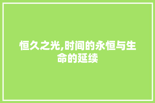 恒久之光,时间的永恒与生命的延续