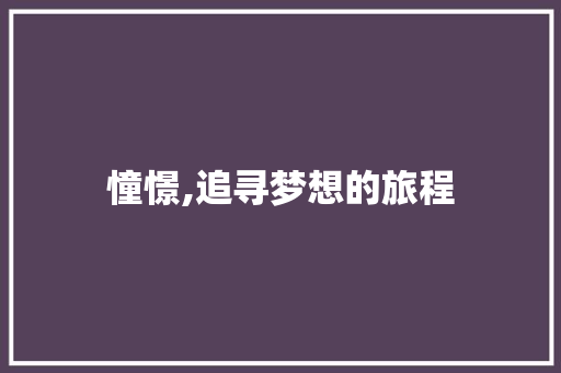 憧憬,追寻梦想的旅程