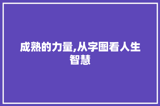 成熟的力量,从字图看人生智慧