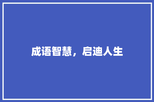 成语智慧，启迪人生