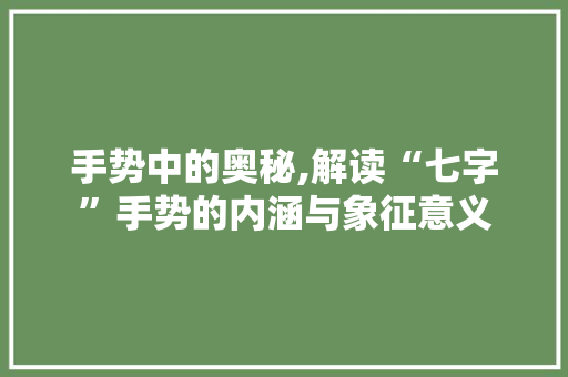 手势中的奥秘,解读“七字”手势的内涵与象征意义