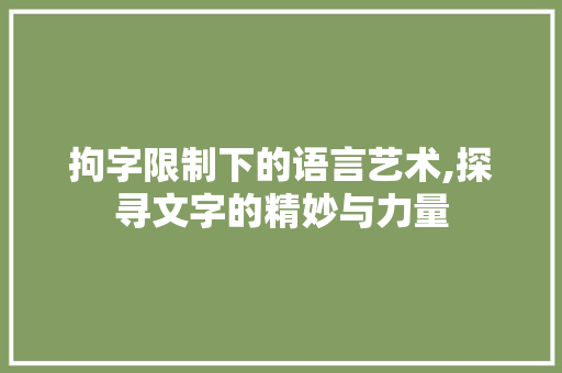 拘字限制下的语言艺术,探寻文字的精妙与力量
