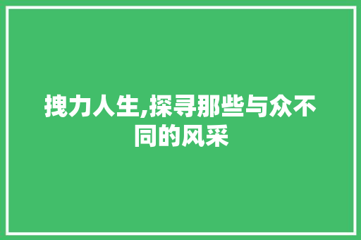 拽力人生,探寻那些与众不同的风采