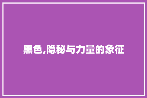 黑色,隐秘与力量的象征
