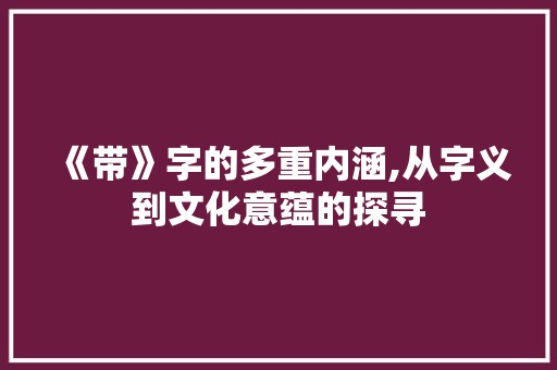 《带》字的多重内涵,从字义到文化意蕴的探寻
