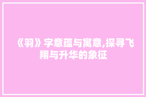 《羽》字意蕴与寓意,探寻飞翔与升华的象征