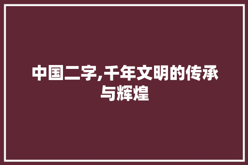 中国二字,千年文明的传承与辉煌