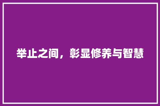 举止之间，彰显修养与智慧