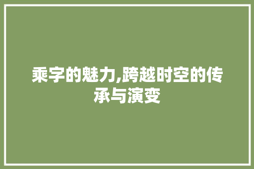 乘字的魅力,跨越时空的传承与演变