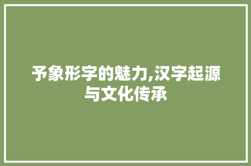 予象形字的魅力,汉字起源与文化传承