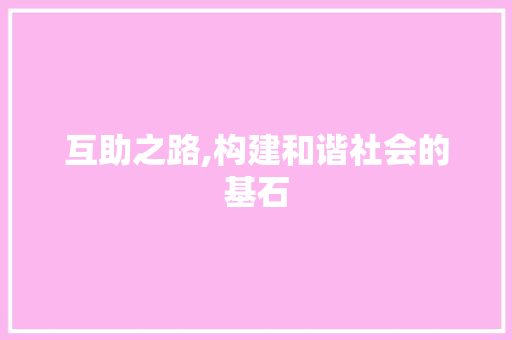 互助之路,构建和谐社会的基石