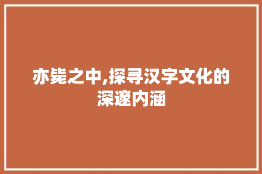 亦毙之中,探寻汉字文化的深邃内涵