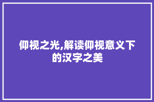 仰视之光,解读仰视意义下的汉字之美