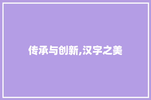 传承与创新,汉字之美