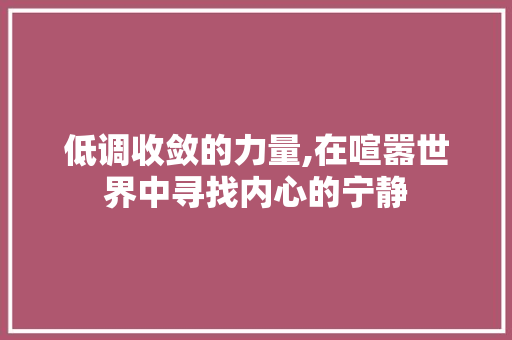 低调收敛的力量,在喧嚣世界中寻找内心的宁静 诗词体裁