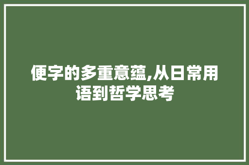 便字的多重意蕴,从日常用语到哲学思考