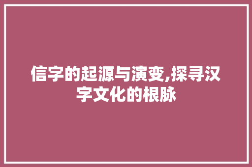 信字的起源与演变,探寻汉字文化的根脉
