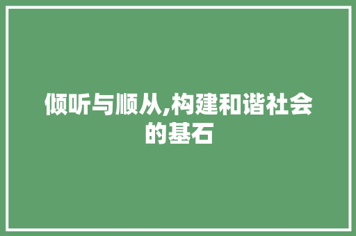 倾听与顺从,构建和谐社会的基石