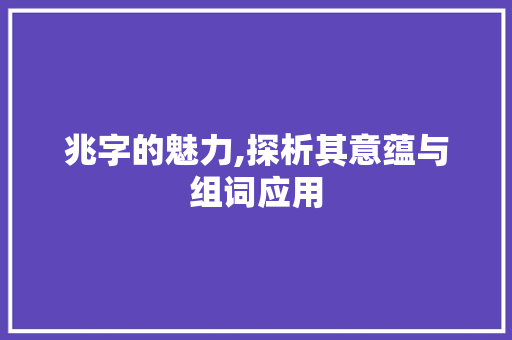 兆字的魅力,探析其意蕴与组词应用