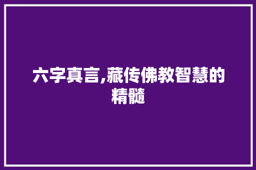 六字真言,藏传佛教智慧的精髓
