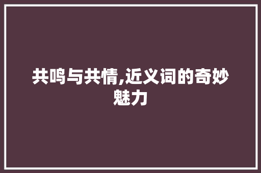 共鸣与共情,近义词的奇妙魅力