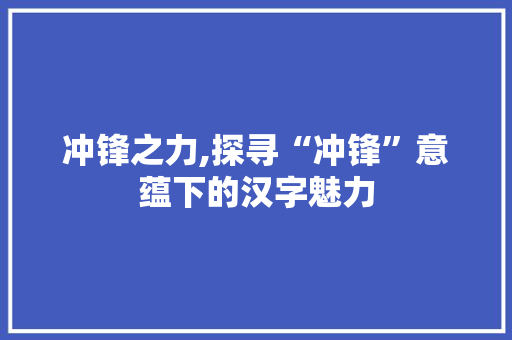 冲锋之力,探寻“冲锋”意蕴下的汉字魅力