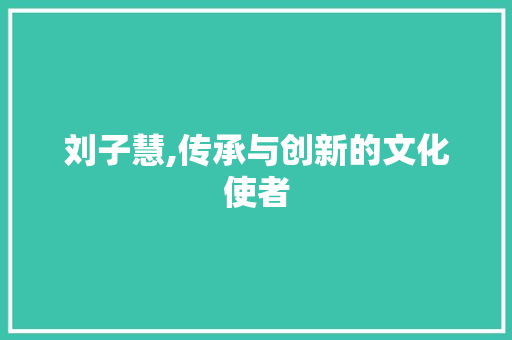 刘子慧,传承与创新的文化使者 应用文