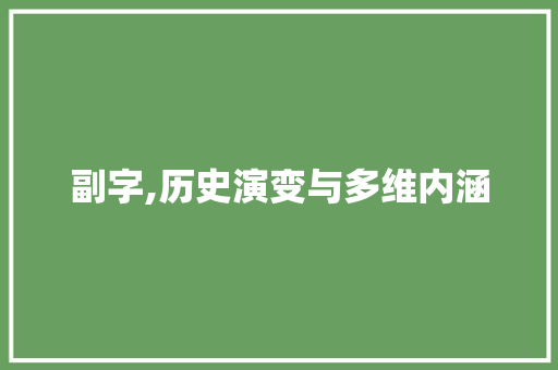 副字,历史演变与多维内涵