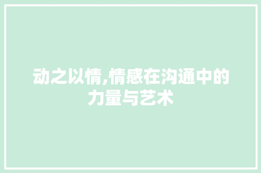 动之以情,情感在沟通中的力量与艺术