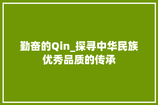 勤奋的Qin_探寻中华民族优秀品质的传承 社交媒体