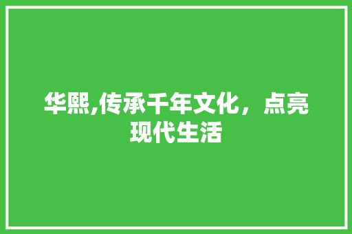 华熙,传承千年文化，点亮现代生活