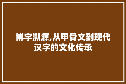 博字溯源,从甲骨文到现代汉字的文化传承